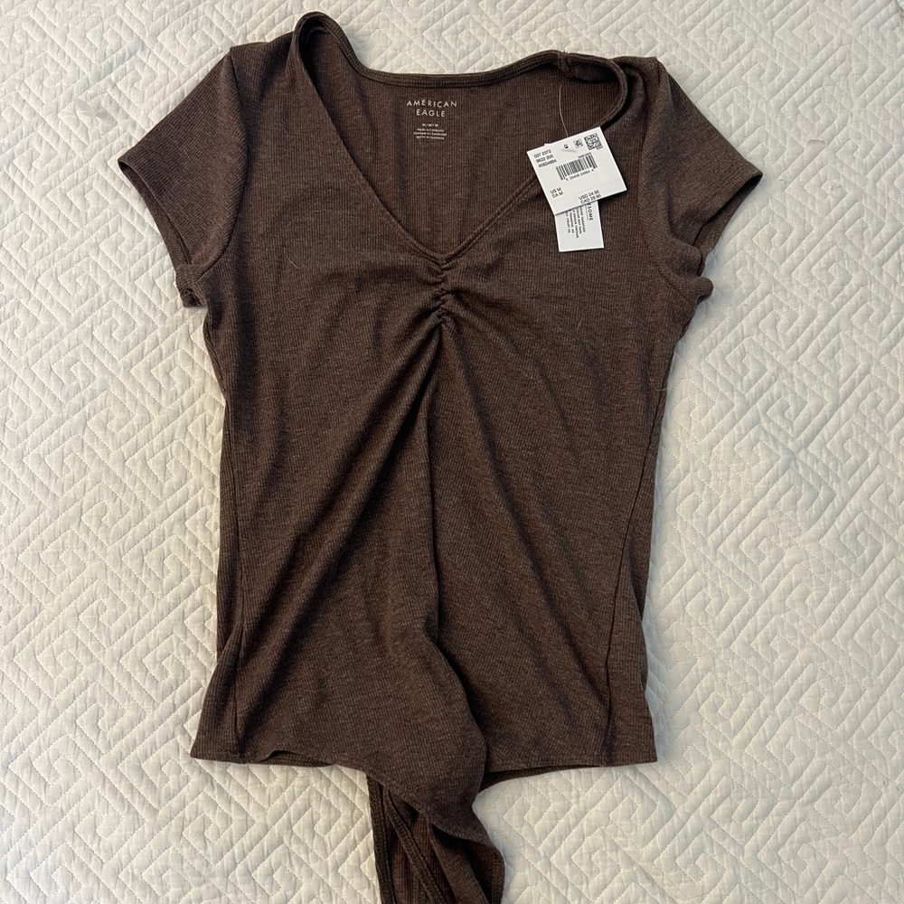 American Eagle Outfitters Brown Tie Front Bodysuit